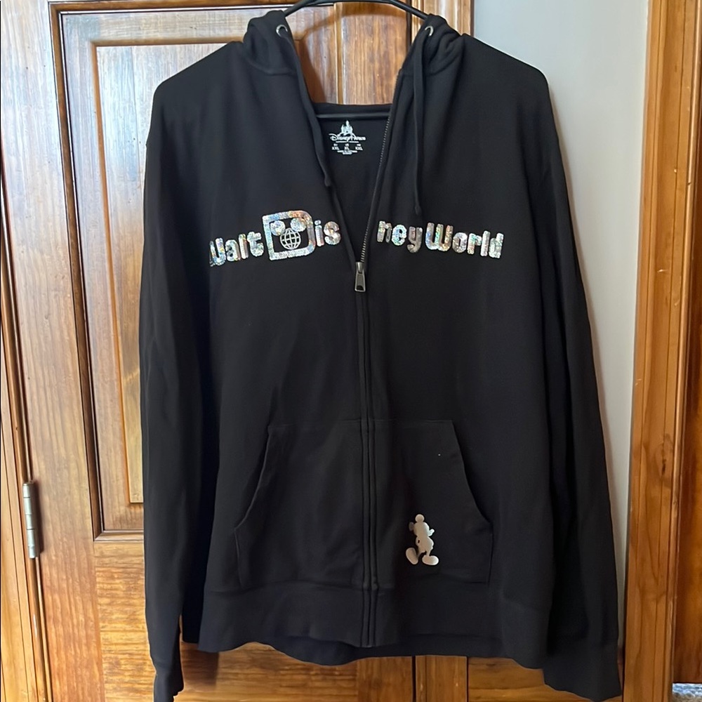 Disney Black Zip-Up Hoodie with Mickey Design